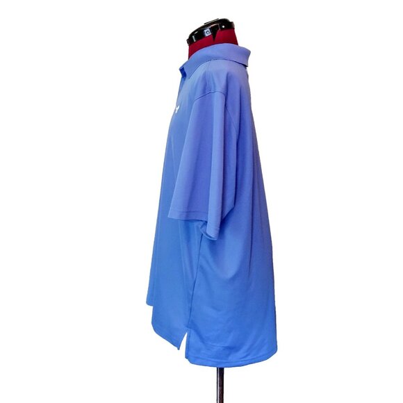 Under Armour HeatGear Loose Polo Shirt Blue White Mens Size XL Logo Side Split - Picture 4 of 7